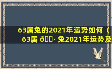 63属兔的2021年运势如何（63属 🌷 兔2021年运势及运 🌹 程每月运程）